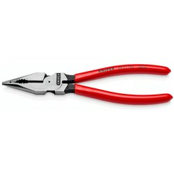 Pinza combinata a naso ad aghi, lunghezza 185 mm, laccatura superficiale, piste rivestite in plastica