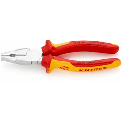 Alicates universales de cromo vanadio, longitud 190 mm, superficie cromada, mangos multicomponente