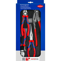Knipex 00 20 01 V15, Conjunto de alicates em bandeja de espuma, 4 peças, vermelho
