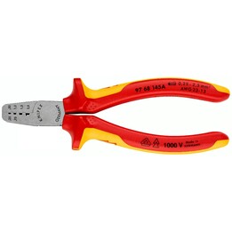 Alicates de crimpagem para fábricas de arame, comprimento 145 mm, superfície lacada, garras com vários componentes