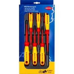 Knipex 4162933, Juego de destornilladores VDE, 6 piezas, rojo