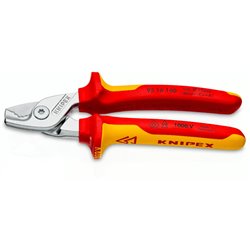 Tijeras para cables KNIPEX StepCut, longitud 160 mm, superficie cromada, mangos multicomponente