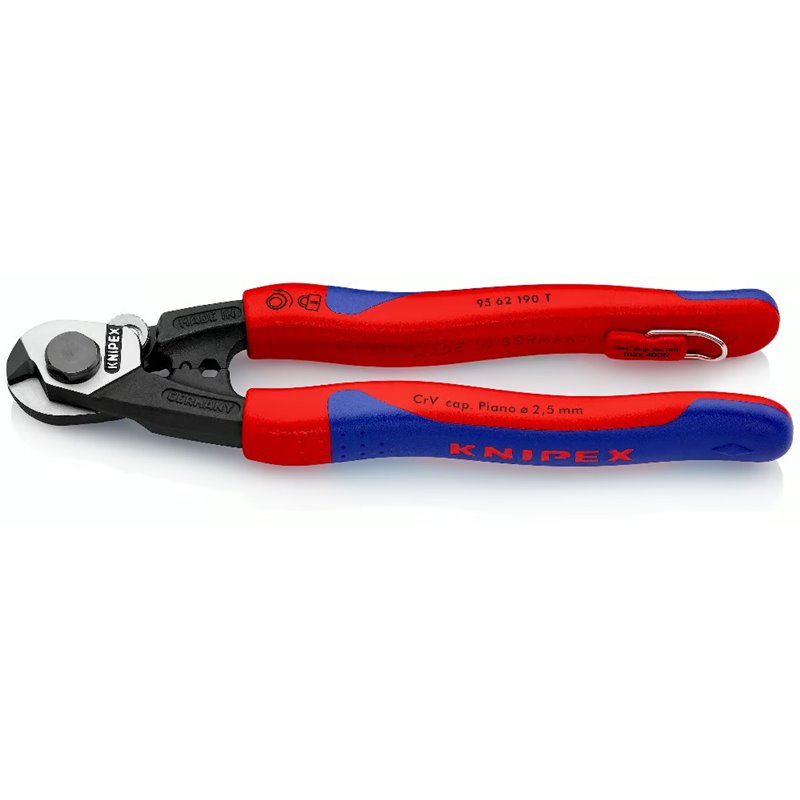 Cortador de cable de acero forjado, longitud 190 mm, superficie lacada, mangos multicomponente