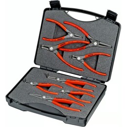 KNIPEX 00 19 58 V01, Conjunto de alicates para anéis de pressão em rolo, 8 peças, punhos vermelhos