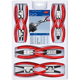 KNIPEX 00 19 58 V01 Precision Circlip Snap Ring Pliers Master Set, 8-Piece, Red Grips