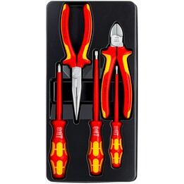 KNIPEX 00 20 12 VDE Insulated Screwdriver Set 1000V Protection, 5-Piece, Red/Yellow