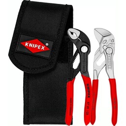 Knipex 1863247, Mini-Zangensatz mit strapazierfähiger Gürteltasche, Schmiedestahl, rot/blau