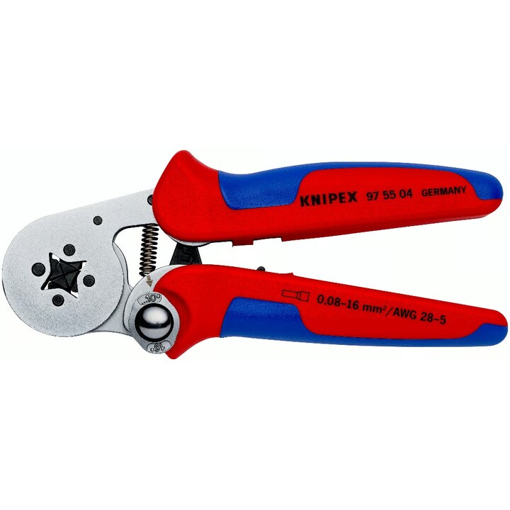 Knipex 97 53 04, Self-Adjusting Crimping Pliers for End Sleeves, Side Access, Red/Blue