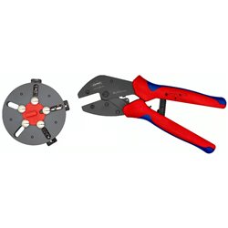 Alicates de crimpeado KNIPEX MultiCrimp con cargador intercambiable, longitud 250 mm, superficie lacada, fundas multicomponente