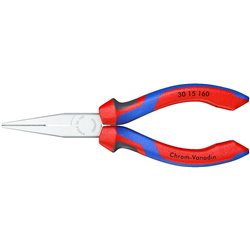 Alicates de nariz longo, comprimento 160 mm, cromo de superfície, com alças de conforto
