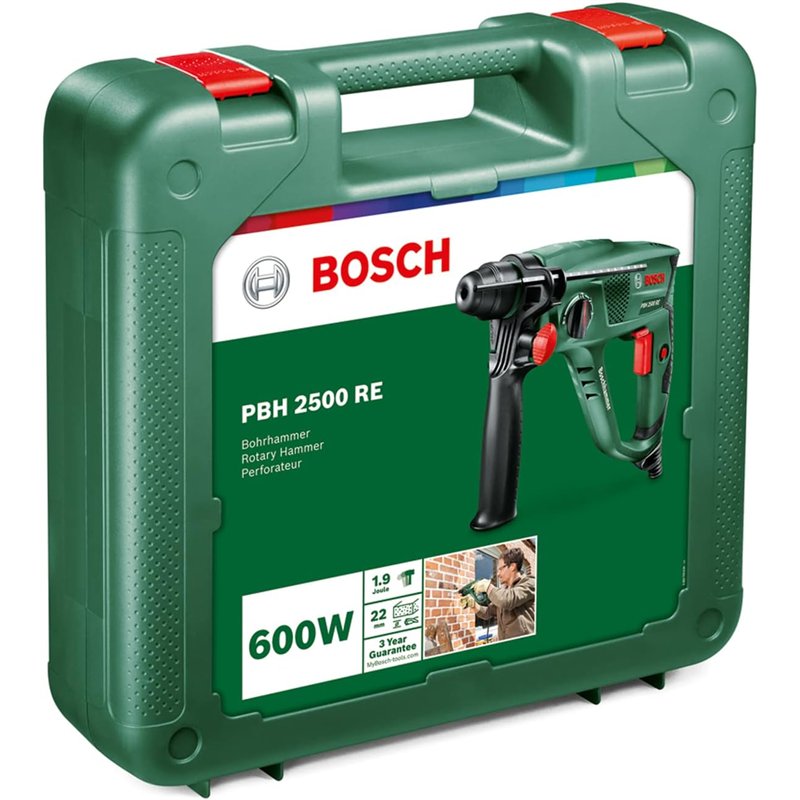 Martillo perforador eléctrico Bosch PBH 2500 RE 600W verde