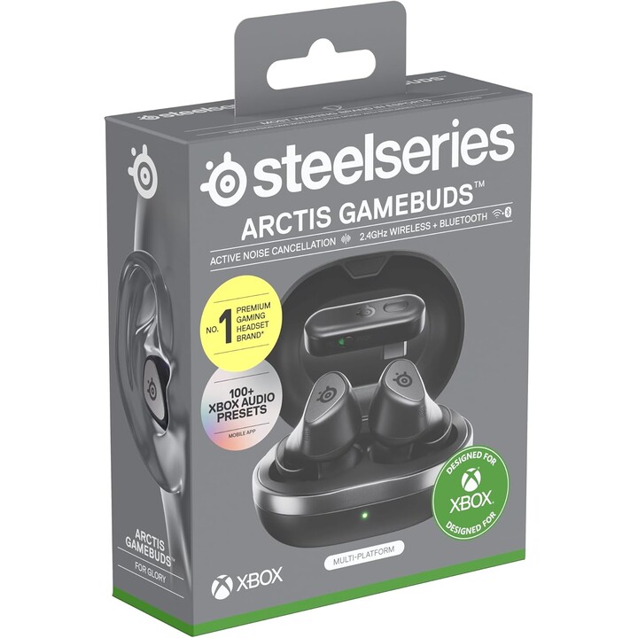 Streeseries arctis gamebuds, auricolari da gioco wireless, nero