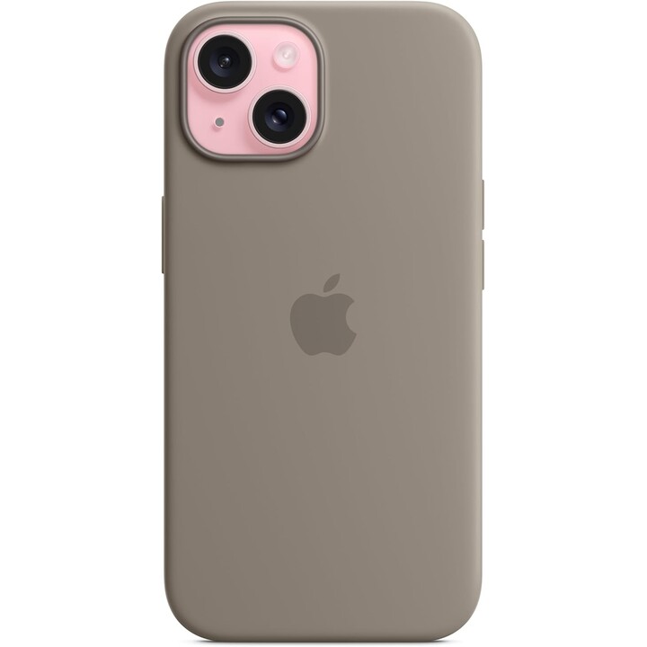 Capa de silicone para iPhone 15 com MagSafe - Clay