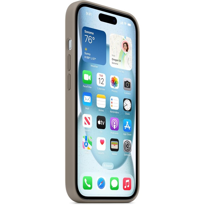 Custodia in silicone per iPhone 15 con MagSafe - Argilla