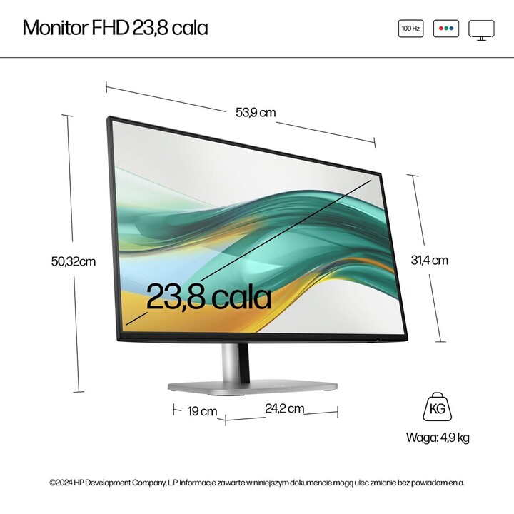 Monitor HP Série 5 Pro FHD Pro de 23,8 polegadas - 524 pf sem PVC
