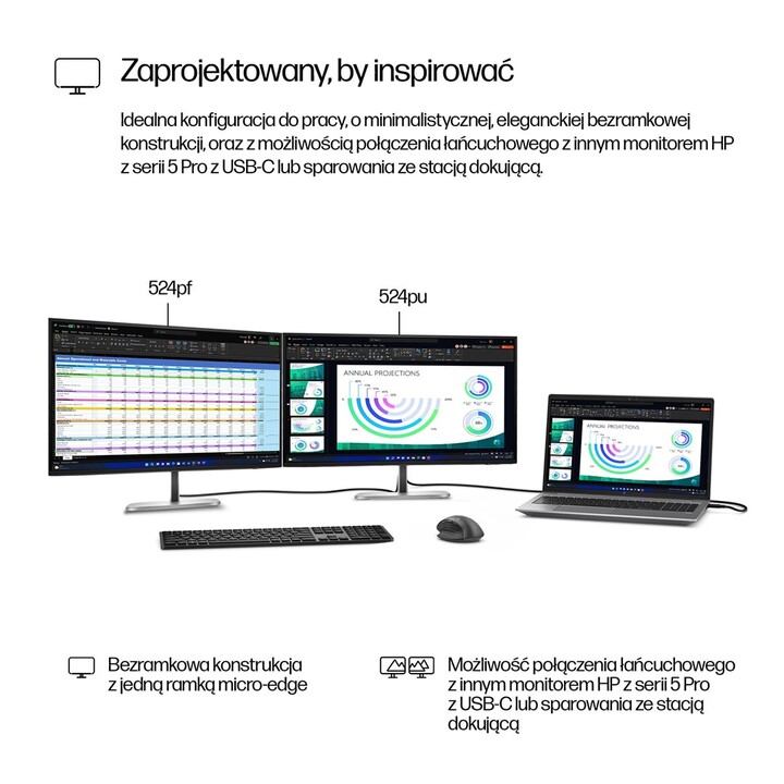 Monitor HP Série 5 Pro FHD Pro de 23,8 polegadas - 524 pf sem PVC