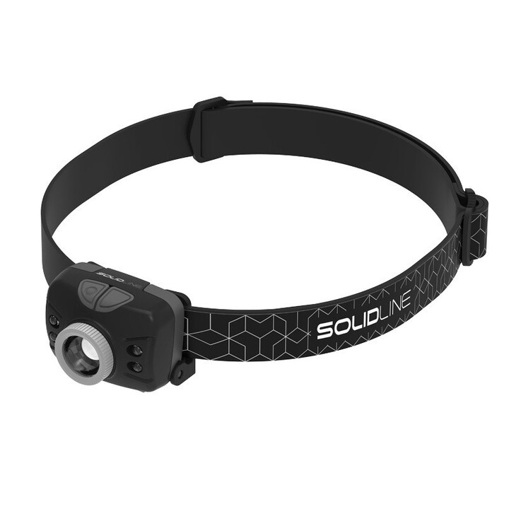 Lanterna Solid 502205 com faixa de cabeça preta e lanterna LED
