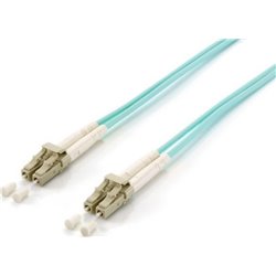 Cable de conexión LWL LC-LC, 15,00 m, multimodo, dúplex, OM3, turquesa, bolsa de plástico
