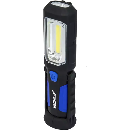 Rechargeable battery flashlight 3W COB LED+1W LED, USB 230 V and 12 V power supply