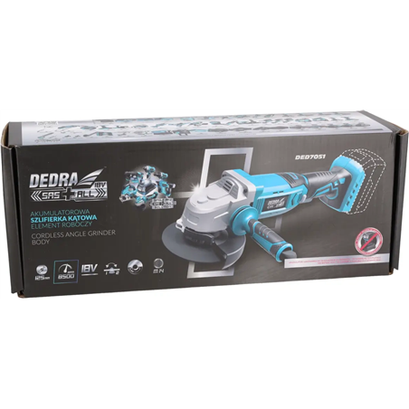 Fidro della smerigliatrice angolo cordless, Long 18V, Dedra SAS+All DED7051 125mm, 8500 rpm