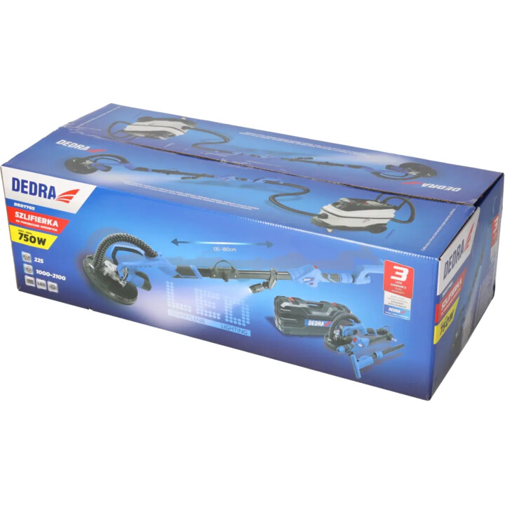 750W geared gyro boom grinder, 225mm, LED flashlight illumination, for drywall, carrying case