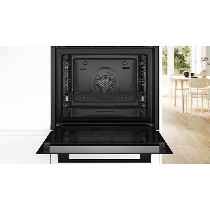Bosch, Serie 4 HBA372EB3, Horno de 71L y 3600W con limpieza pirolítica y 7 funciones de cocción, Negro