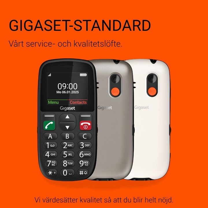 Téléphone Gigaset GL395 5,59 cm (2,2") 90 g Noir pour seniors