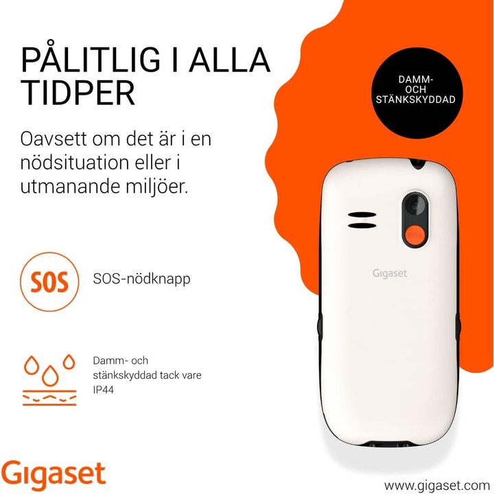 Gigaset Gl395 5,59 Cm (2.2") 90 G Negro Teléfono Para Personas Mayores