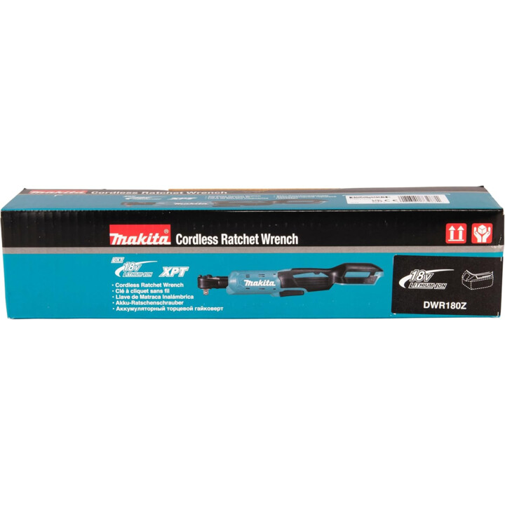 Makita DWR180Z, atornillador de carraca sin cable 18V, diseño de cabeza de perfil bajo, verde azulado/negro