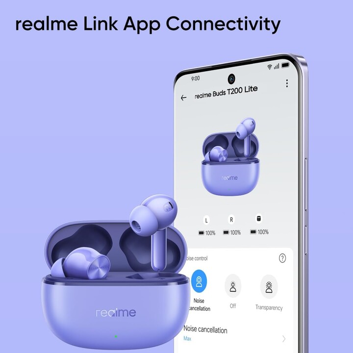 Realme Buds T200 Lite, fones de ouvido Bluetooth, reprodução de 48h, AI ENC, carregamento rápido, ipx4, com microfone, aurora ro