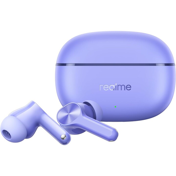 Realme Buds T200 Lite, auriculares Bluetooth, reproducción de 48h, AI enc, carga rápida, IPX4, con micrófono, aurora púrpura