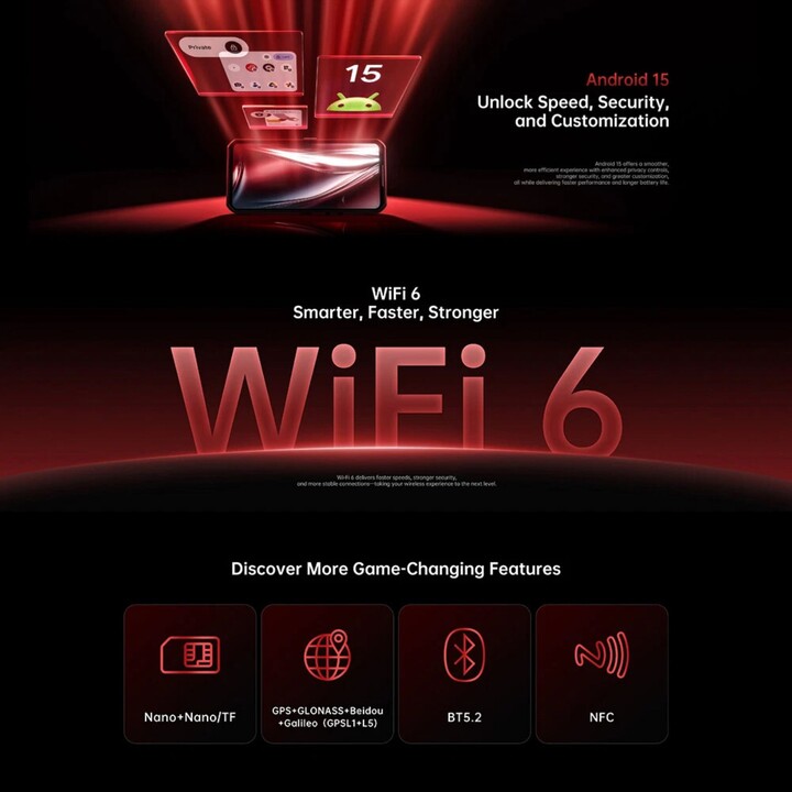 OUKITEL WP300 5G, 12 GB+512 GB, display da 6,8 pollici, batteria da 16000 mAh, 108 MP, Android 15, NFC, Red