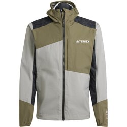 Veste imperméable adidas TERREX Xperior Hybrid Primeknit Rain Jkt - gris solide ch/strate d'olivier/carbone