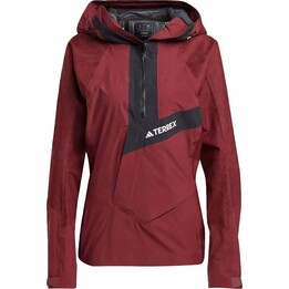 Damen-Regenjacke adidas TERREX Techrock Primeknit RAIN.RDY Anorak - shadow red