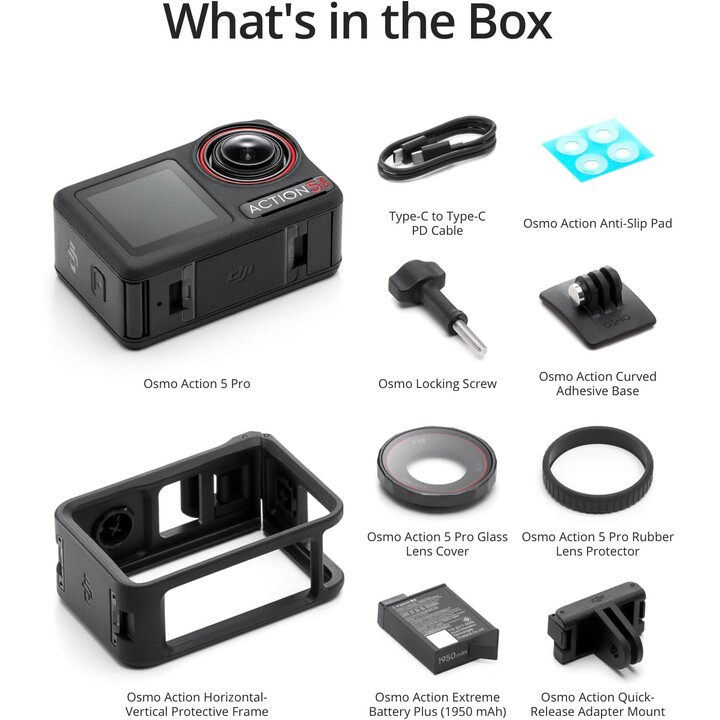DJI OSMO Ação 5 Combo padrão Pro, câmera à prova d'água com sensor 1/1.3, vídeo 4K/120FPS, rastreamento de sujeitos, estabilizaç