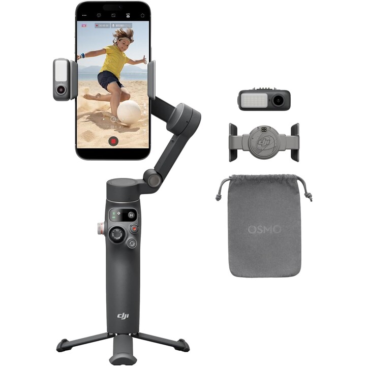 DJI Osmo Mobile 7P Stabilizzatore gimbal per iPhone, Android, Tracciamento nativo, 3 assi, 10 ore