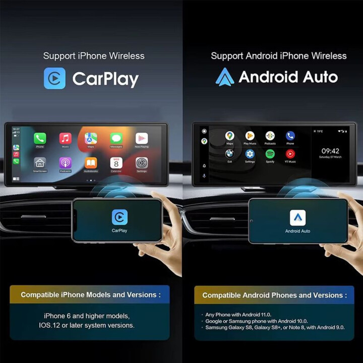 Dash Cam SD102602 Universal 10.26-inch touchscreen Wireless Carplay/Android Auto with rear camera