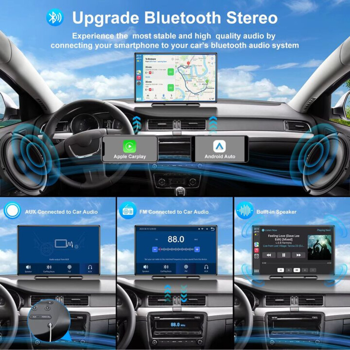Dash Cam SD9060 Ecrã tátil universal de 9 polegadas Sem fios Carplay/Apple/Android