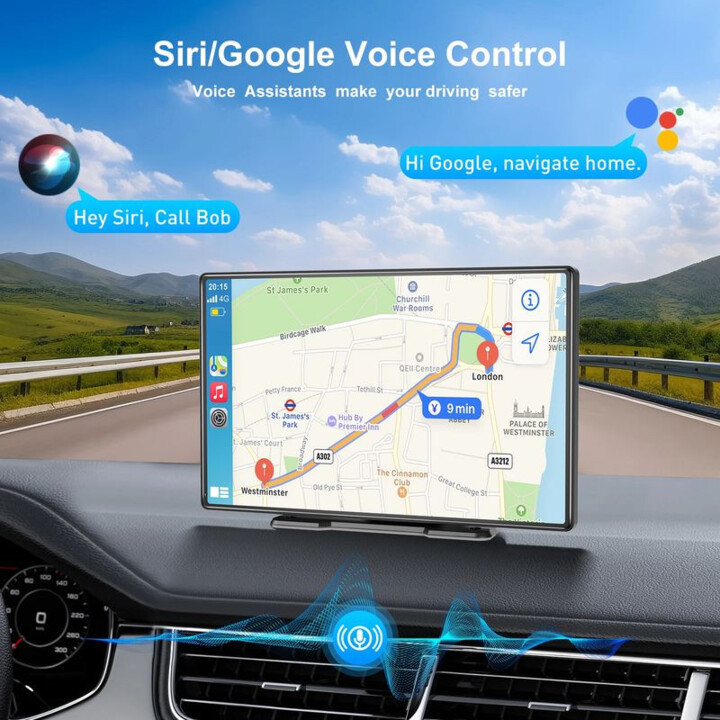 Dash Cam SD9060 Ecrã tátil universal de 9 polegadas Sem fios Carplay/Apple/Android