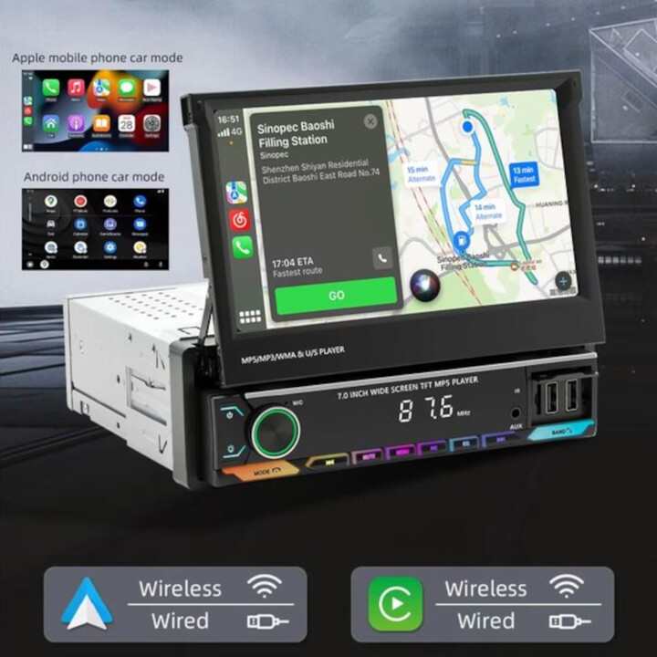 Autorrádio 1 DIN SWM 9614C 7 polegadas Bluetooth/Carplay USB Preto