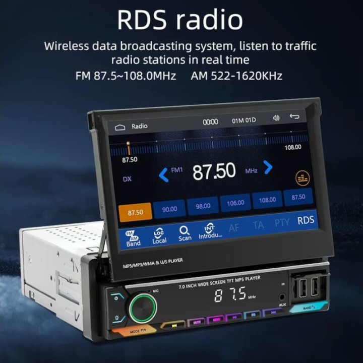 Autorrádio 1 DIN SWM 9614C 7 polegadas Bluetooth/Carplay USB Preto