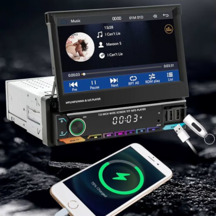 Autorrádio 1 DIN SWM 9614C 7 polegadas Bluetooth/Carplay USB Preto