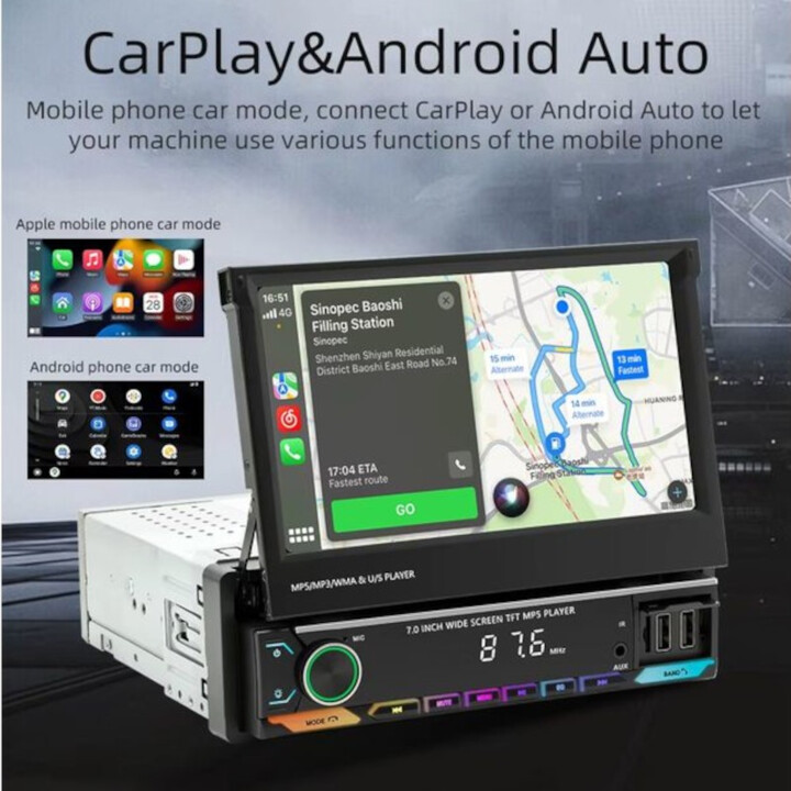 Autorrádio 1 DIN SWM 9614C 7 polegadas Bluetooth/Carplay USB Preto