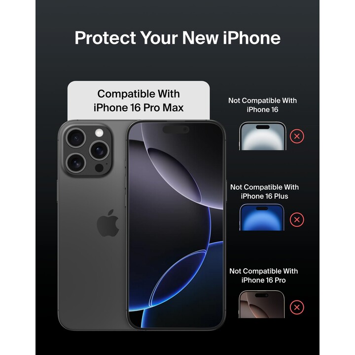 Belkin Screenforce Invisiglass, Protetor de tela de privacidade para iPhone 16 Pro Max