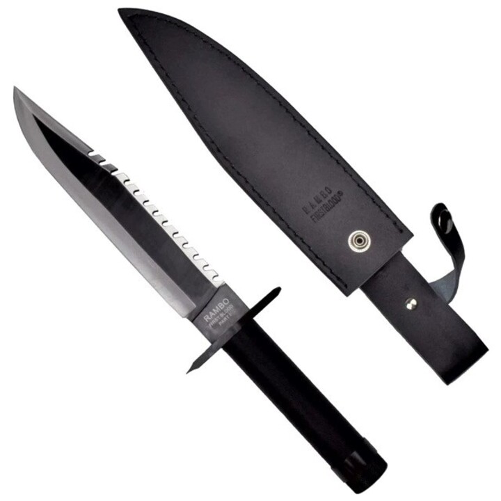 Cinema Classic Rambo I Cuchillo grande con vaina de cuero CC-H1 360 mm Negro