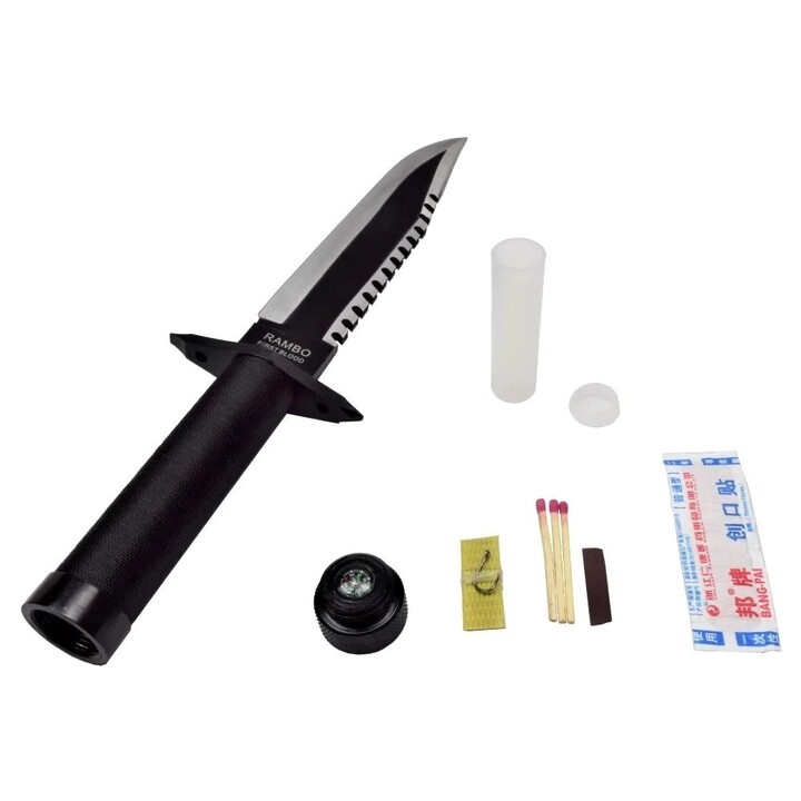 Cinema Classic Rambo I Faca Grande com Bainha de Couro CC-H1 360 mm Preto