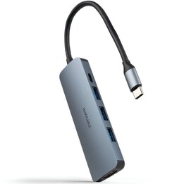 Docking Type-C Nanocable 10.16.4605/ 3xUSB/ 1xHDMI 4K/ 1xUSB Type-C PD/ Gray