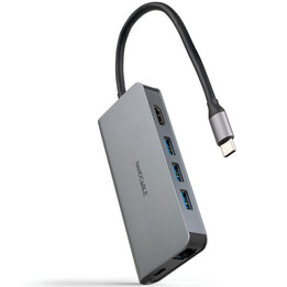 Docking Type-C Nanocable 10.16.4609/ 3xUSB/ 1xHDMI 4K/ 1xRJ45/ 1xCard reader/ 1xUSB Type-C PD/ Gray