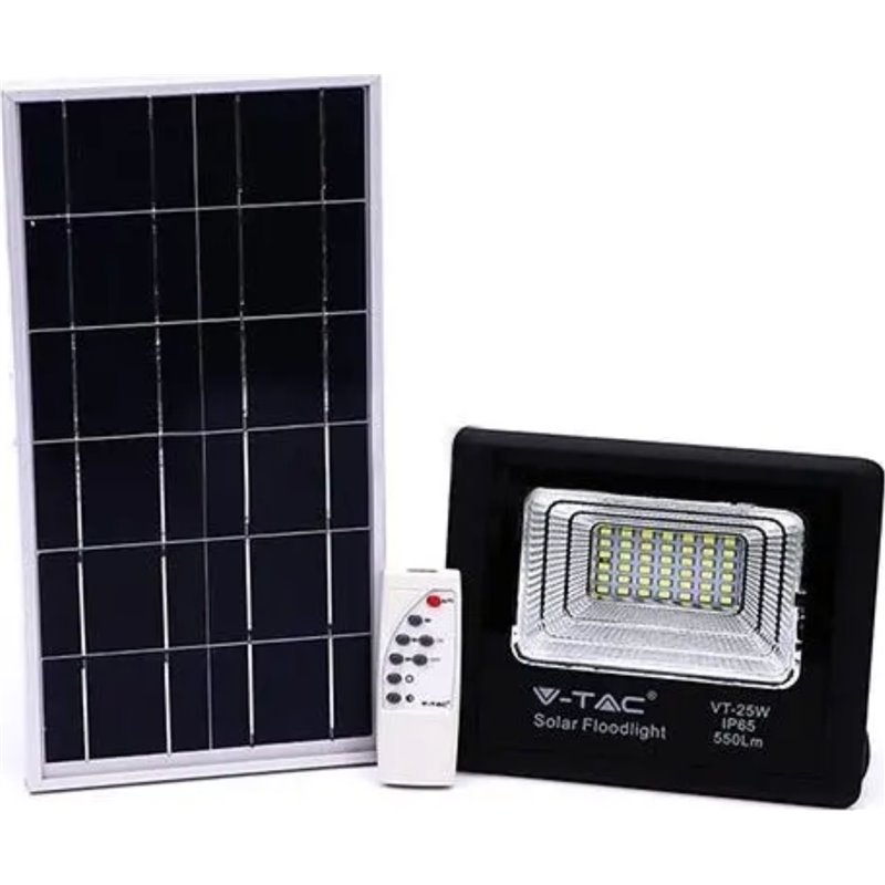V-Tac Foco LED con panel solar de 12 W y 4000 K