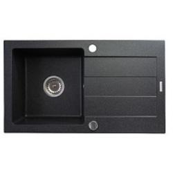 Fregadero de granito de un seno con escurridor PYRAMIS SPARTA 76x44 1B 1D 70000101 negro